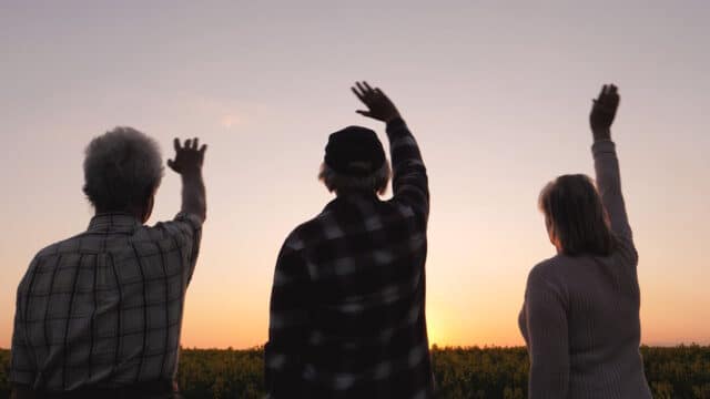 Waving goodbye